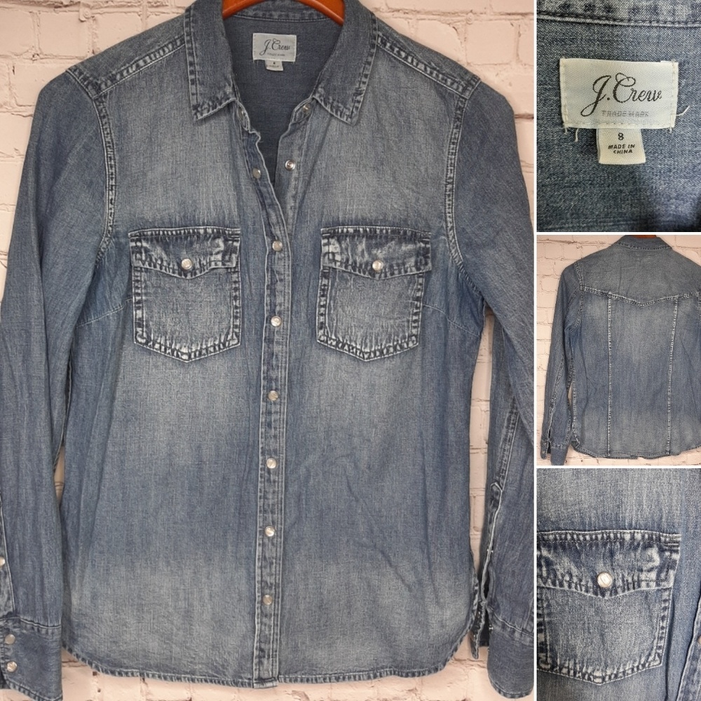 J.Crew western chambray shirt in vintage indigo 8 - Picture 6 of 6